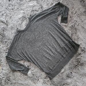 Aerie Peppered Grey High Low 3/4 sleeve Sweater sz M